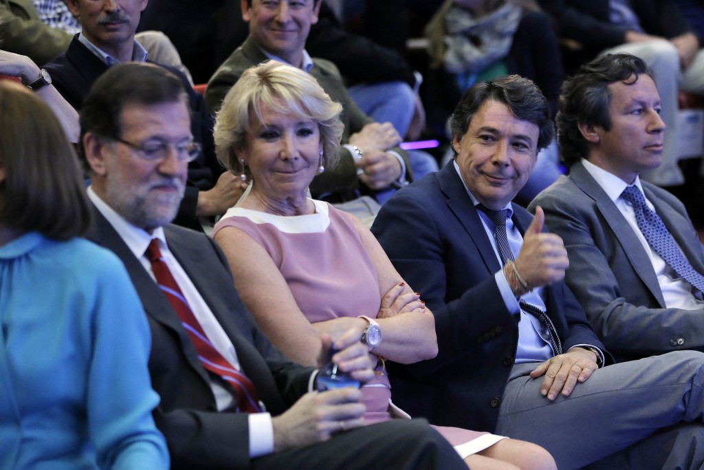 Rajoy Esperanza Aguirre Ignacio Gonzalez Floriano 2014 en Cierre de Campaña Madrid 