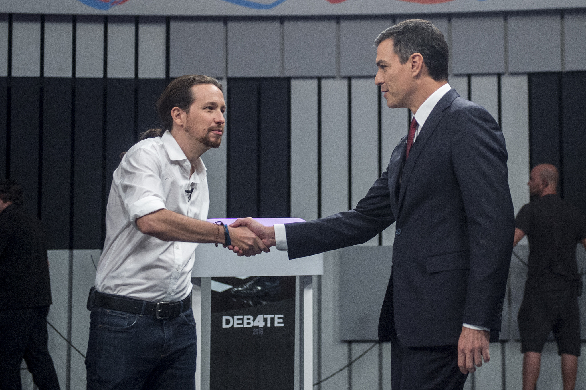 Pablo Iglesias y Pedro Sánchez en el debate 13J 