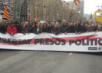 Manifestación tras la detención de Puigdemont. ERC