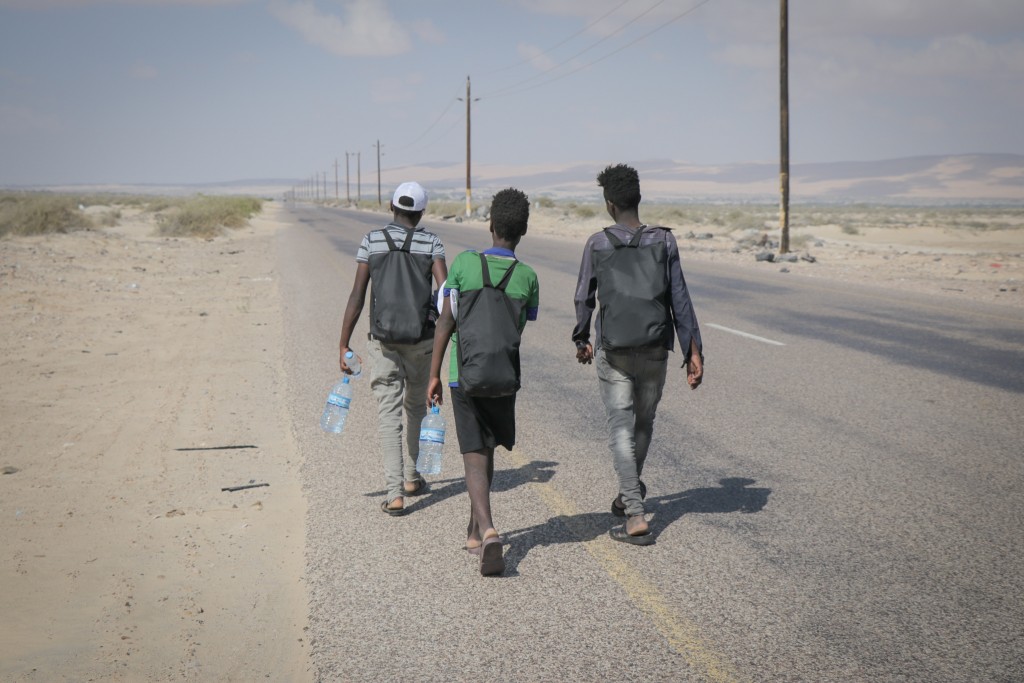 Migrantes jovenes en ruta migratoria a Yemen OIM