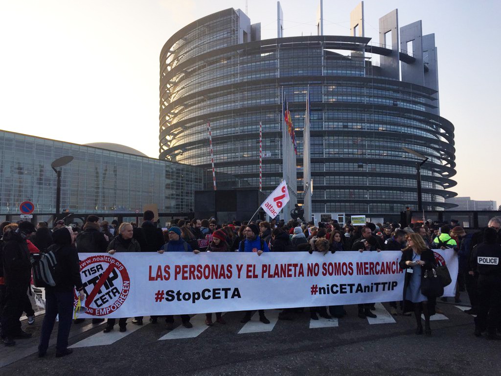 Protesta contra el CETA en Estrasburgo