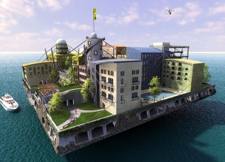 isla,flotante,seasteading,concepto,diiseño,flotante,autonoma